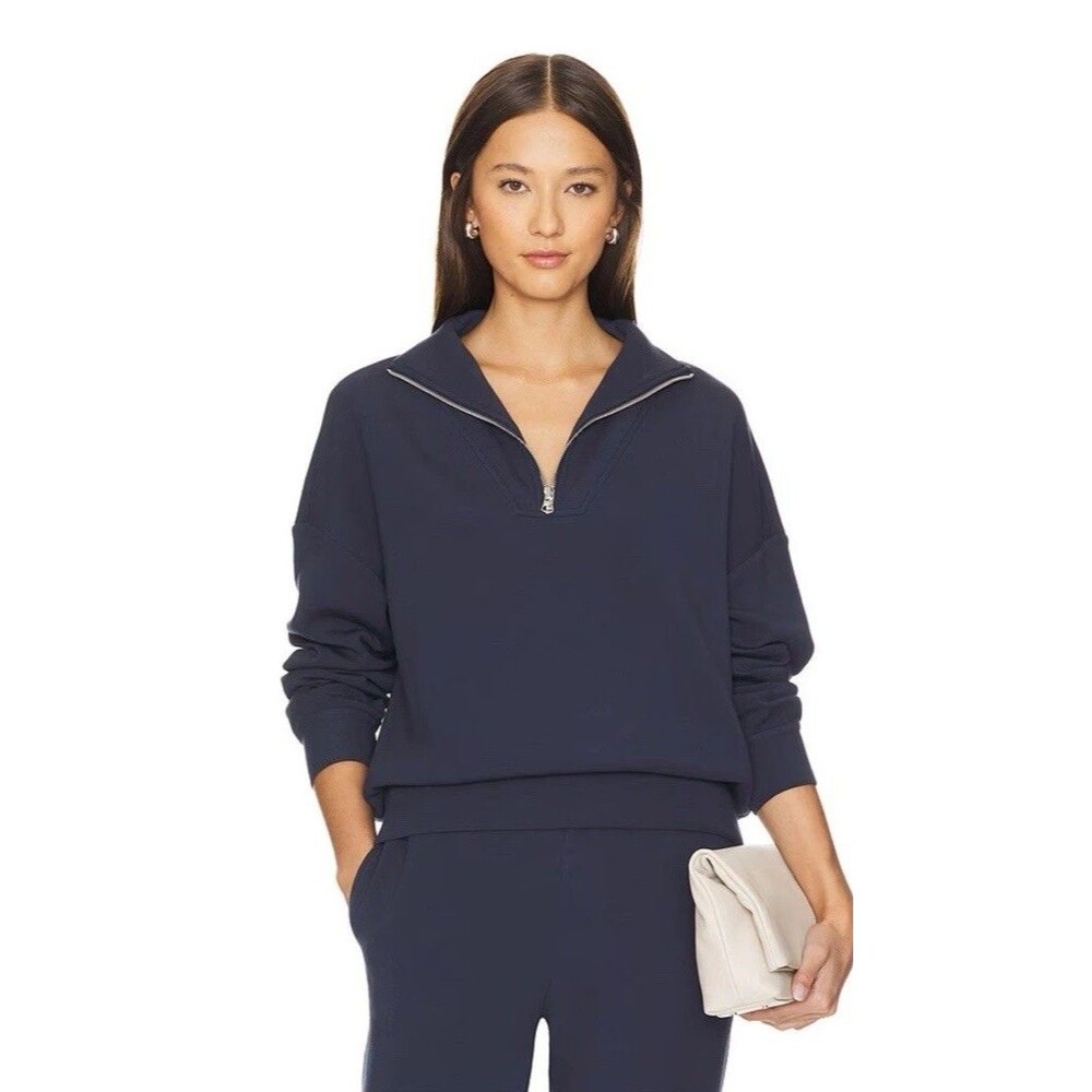 Varley Hawley Half Zip Sweat Double Soft $148 MSRP NAVY NWOT